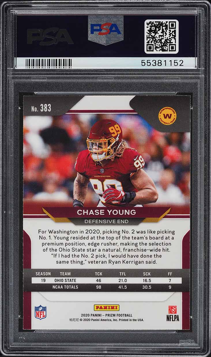 2020 Panini Prizm Chase Young ROOKIE #383 PSA 9 MINT