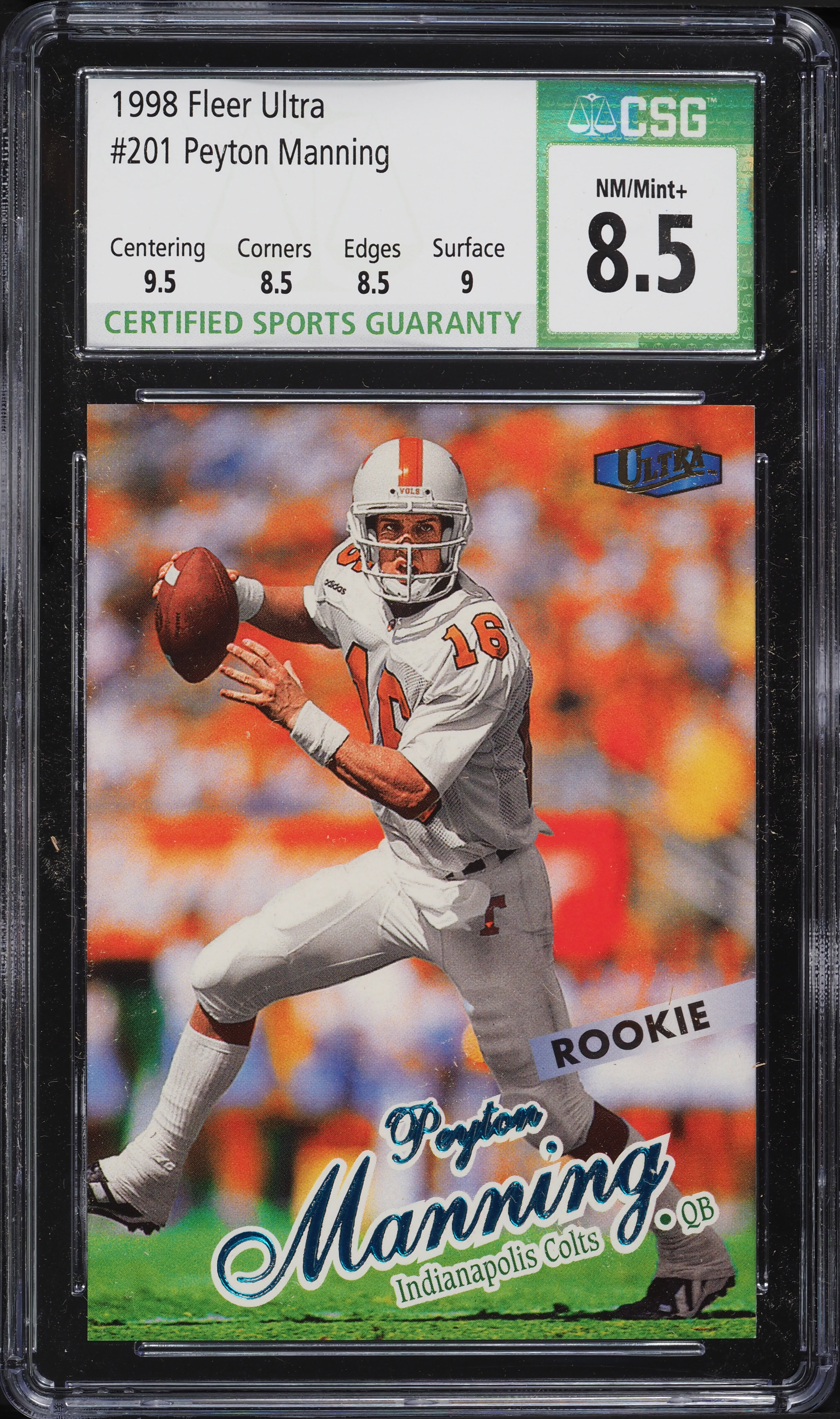 1998 Ultra Football Peyton Manning ROOKIE RC #201 CSG 8.5 NM-MT+