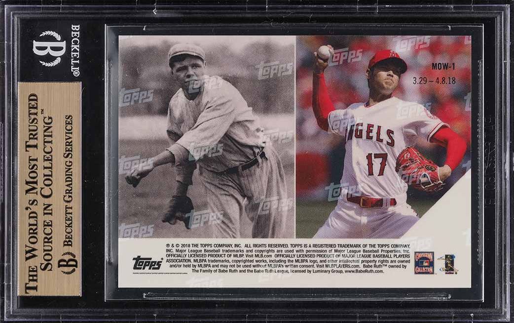 2018 Topps Now Moment Of The Week Babe Ruth & Shohei Ohtani ROOKIE #MOW-1 BGS 10