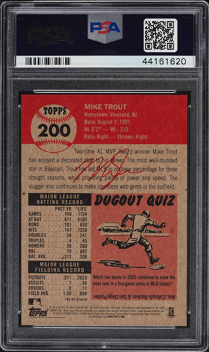 2019 Topps Living Mike Trout #200 PSA 10 GEM MINT