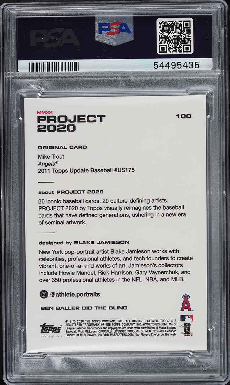 2020 Topps Project Mike Trout By Blake Jameson & Ben Baller #100 PSA 8 NM-MT