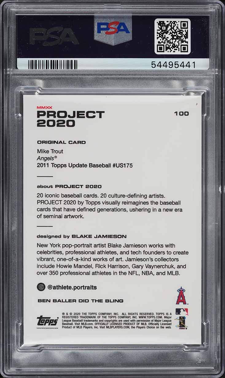 2020 Topps Project Mike Trout By Blake Jameson & Ben Baller #100 PSA 8 NM-MT