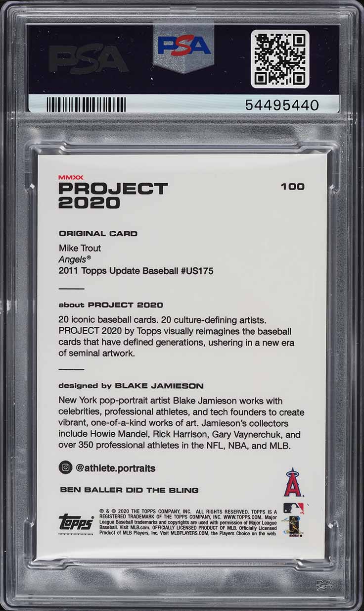 2020 Topps Project Mike Trout By Blake Jameson & Ben Baller #100 PSA 8 NM-MT