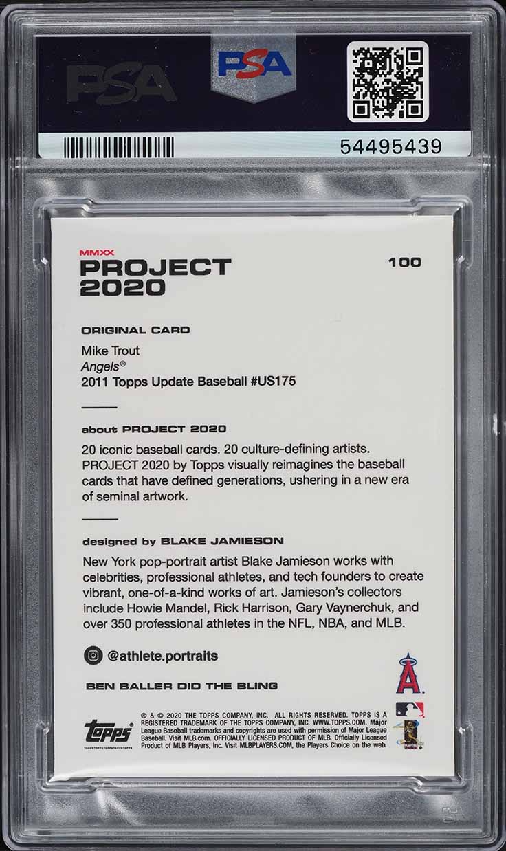 2020 Topps Project Mike Trout By Blake Jameson & Ben Baller #100 PSA 9 MINT