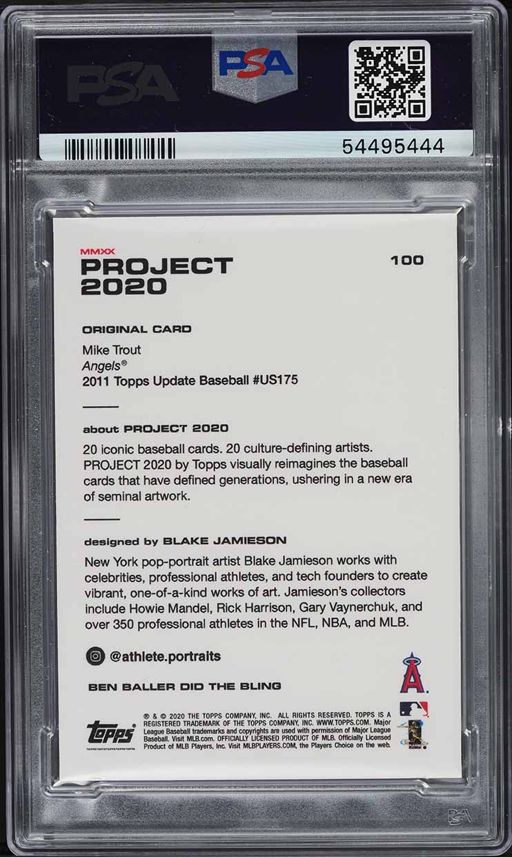 2020 Topps Project By Blake Jameson & Ben Baller Mike Trout #100 PSA 8 NM-MT