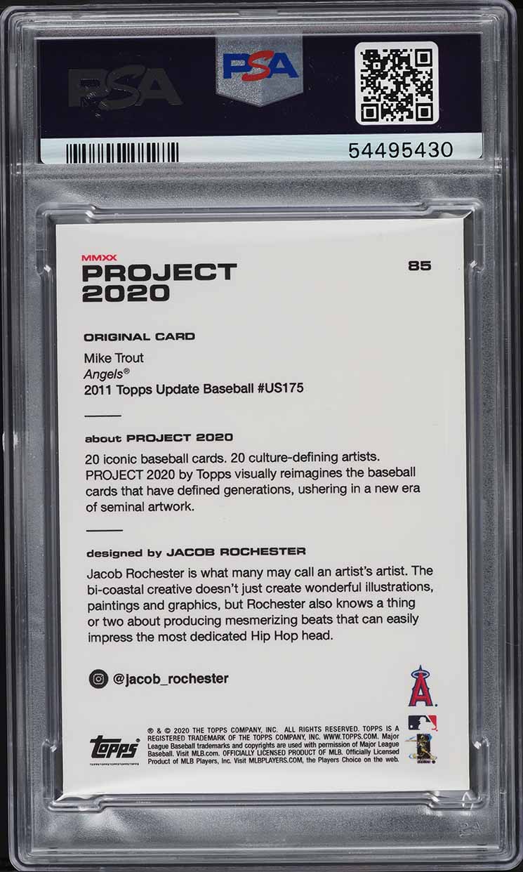 2020 Topps Project 2020 Design By Jacob Rochester Mike Trout #85 PSA 9 MINT