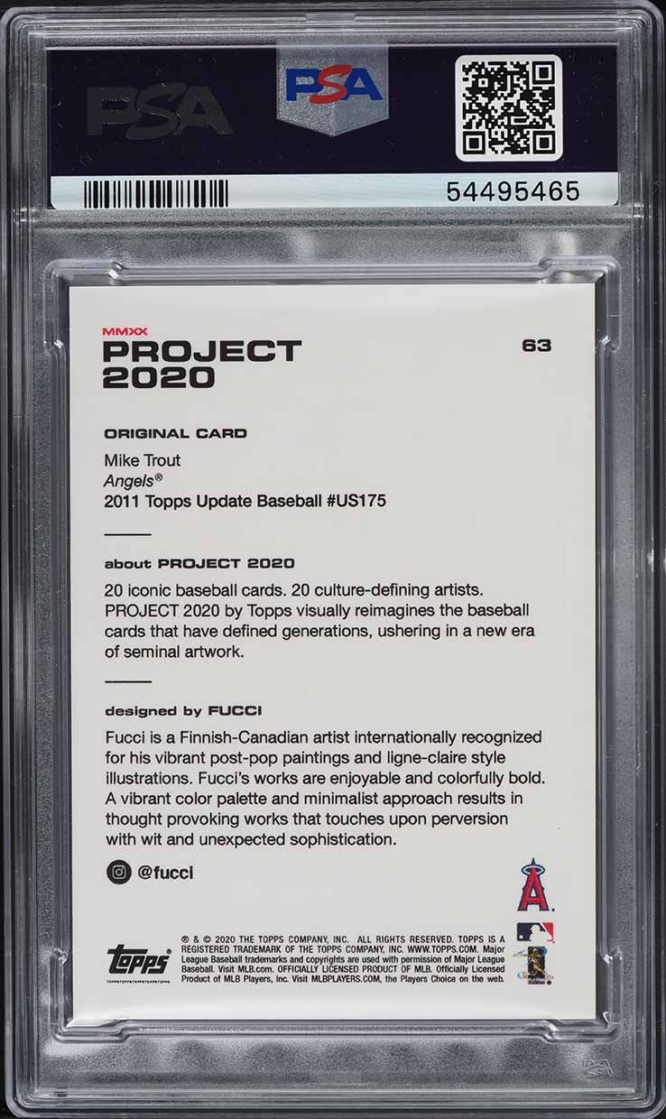 2020 Topps Project 2020 '11 Design By Fucci Mike Trout #63 PSA 9 MINT