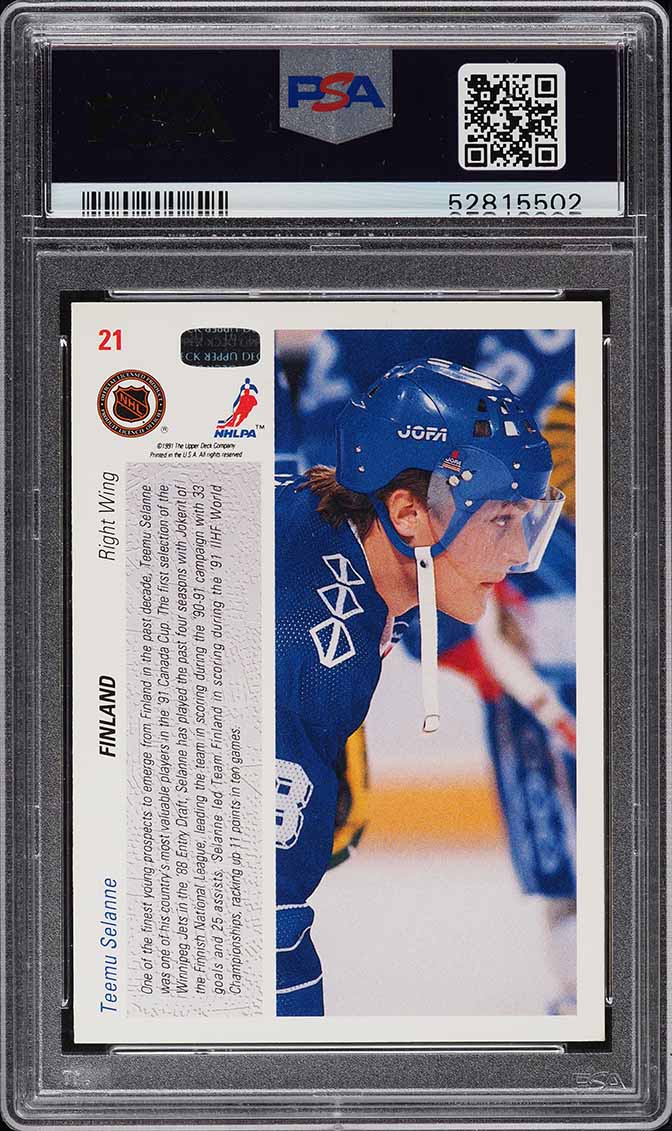 1991 Upper Deck Hockey Teemu Selanne ROOKIE #21 PSA 7 NRMT