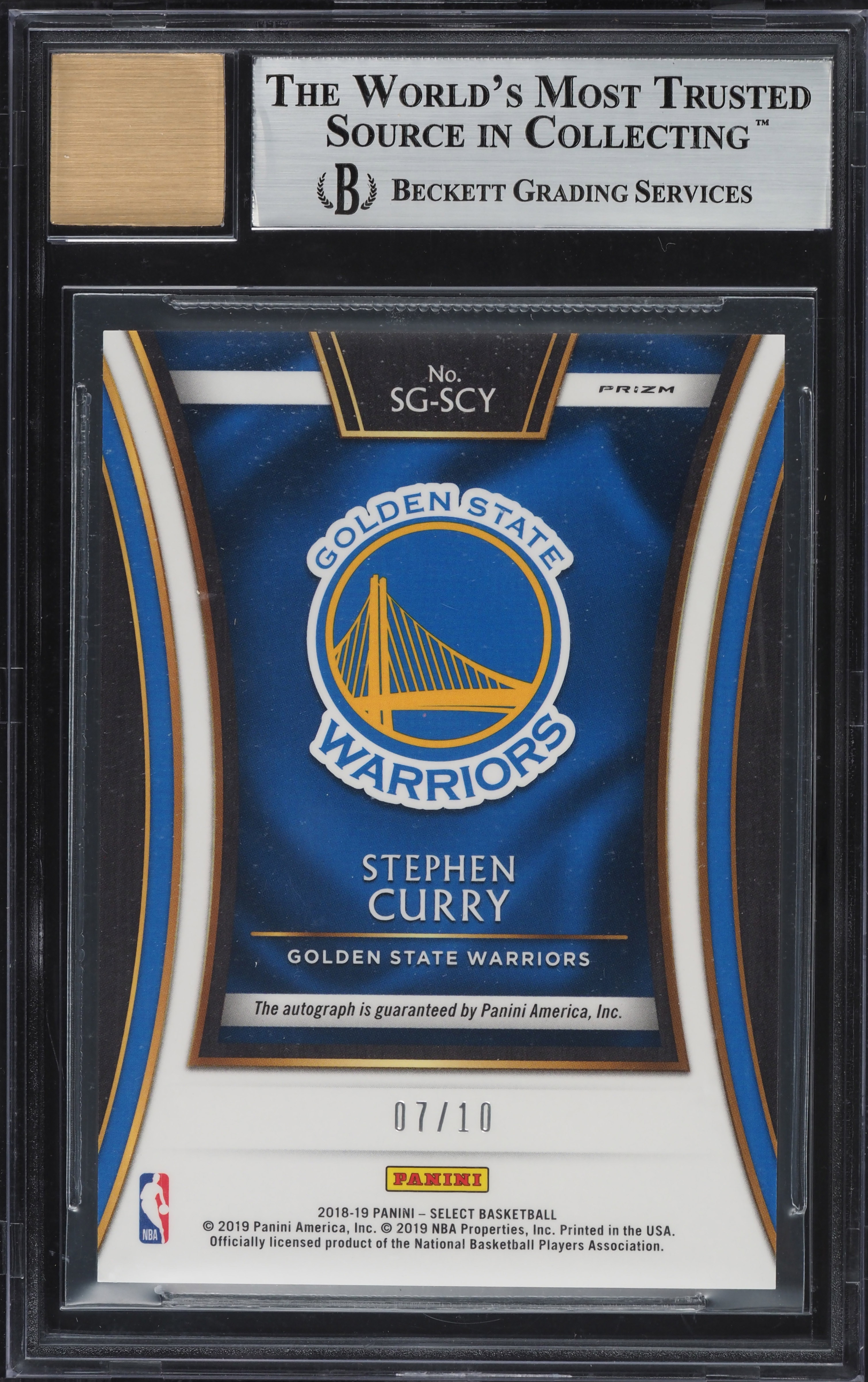 2018 Select Signatures Gold Prizm Stephen Curry AUTO /10 #SG-SCY