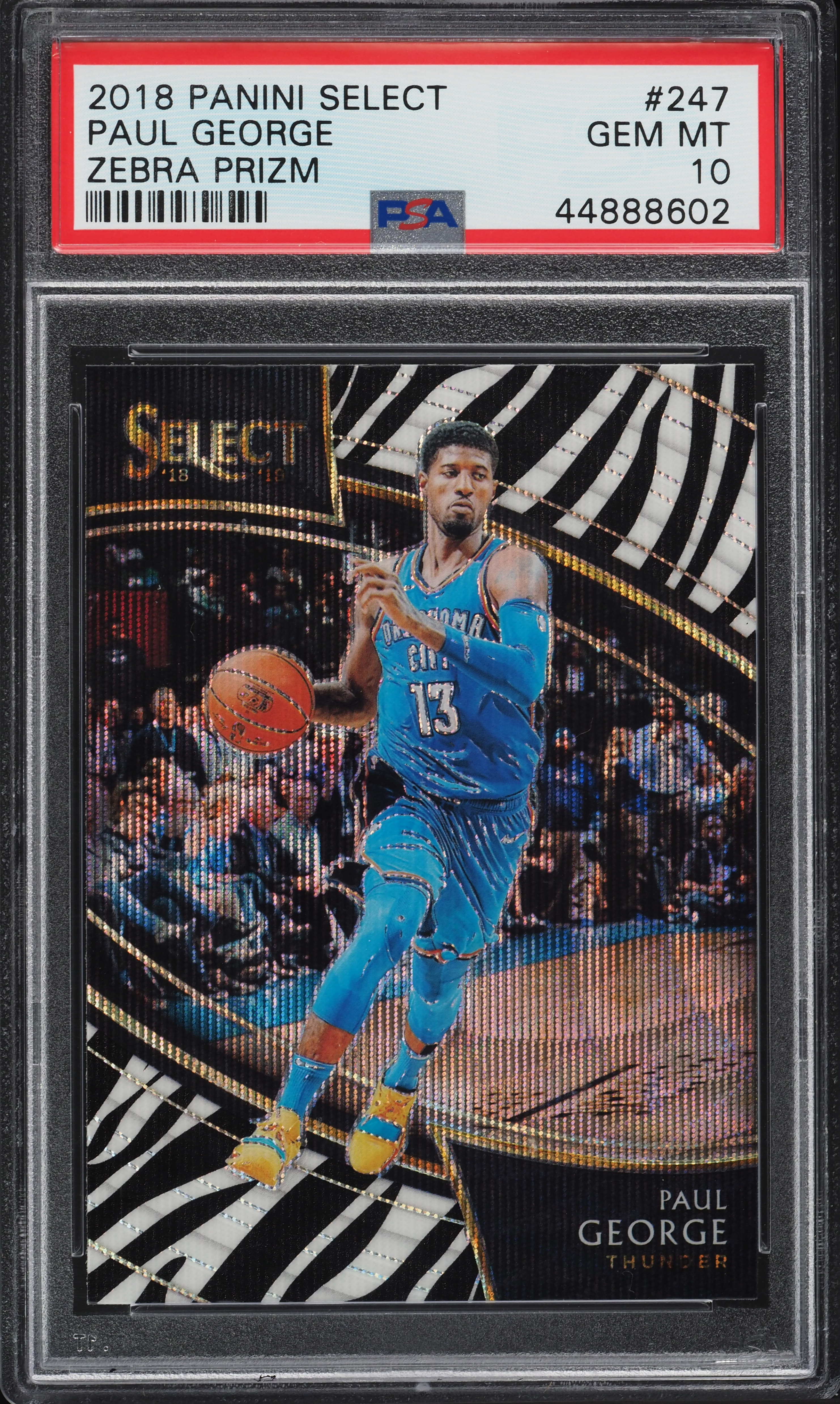 2018 Select Courtside Zebra Prizm Paul George #247 PSA 10 GEM MINT 