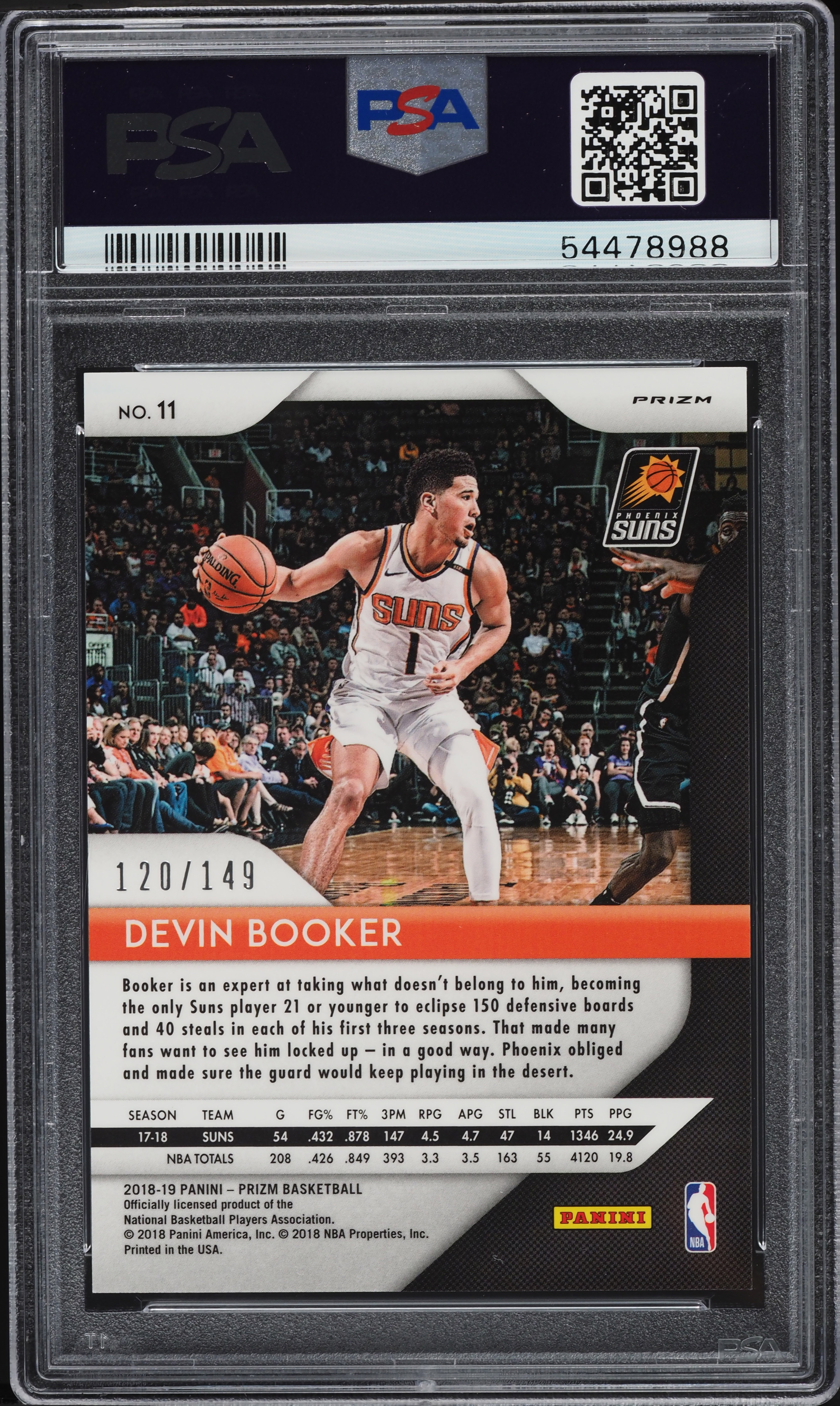 2018 Panini Prizm Purple Ice Devin Booker /149 #11 PSA 10 GEM MINT
