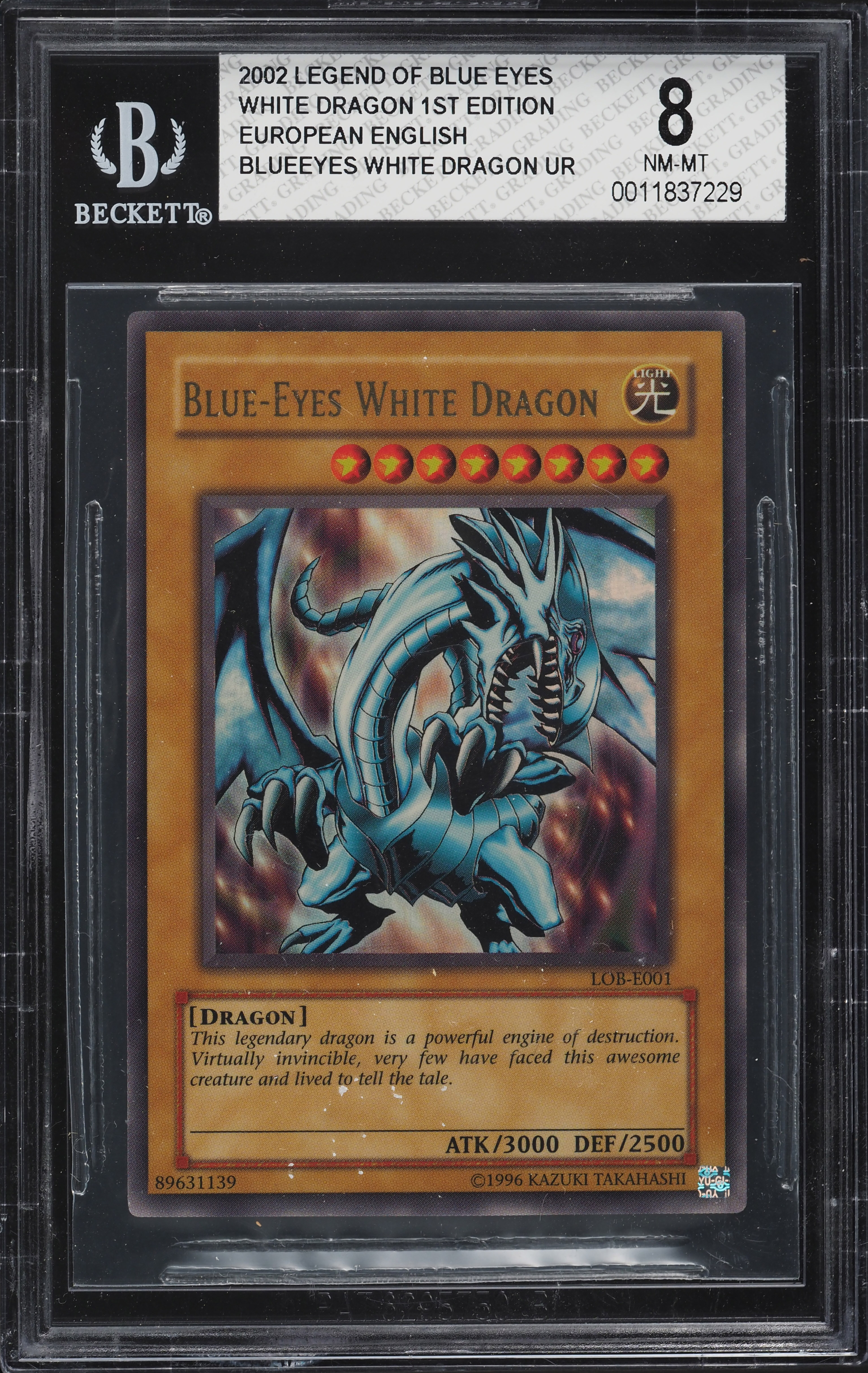 2002 Yu-Gi-Oh! Legend Of Blue-Eyes White Dragon #LOB-E001 BGS 8 NM