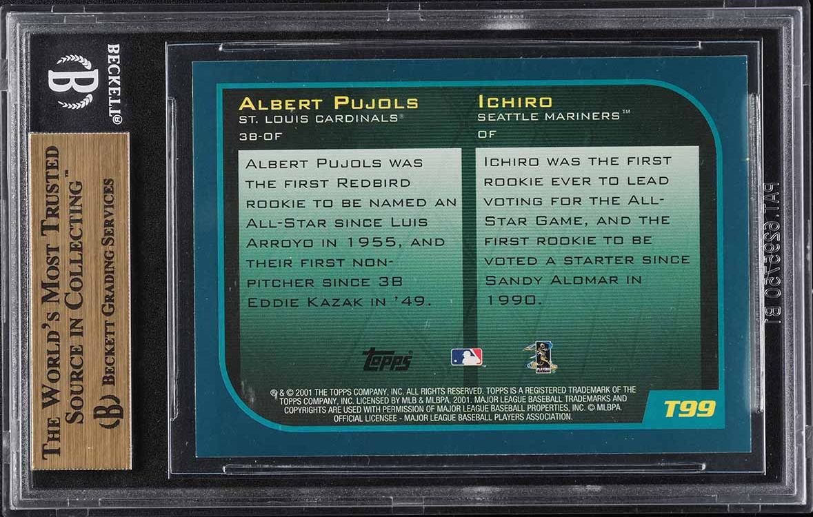 2001 Topps Traded Ichiro Suzuki & Albert Pujols ROOKIE #T99 BGS 9.5 GEM MINT