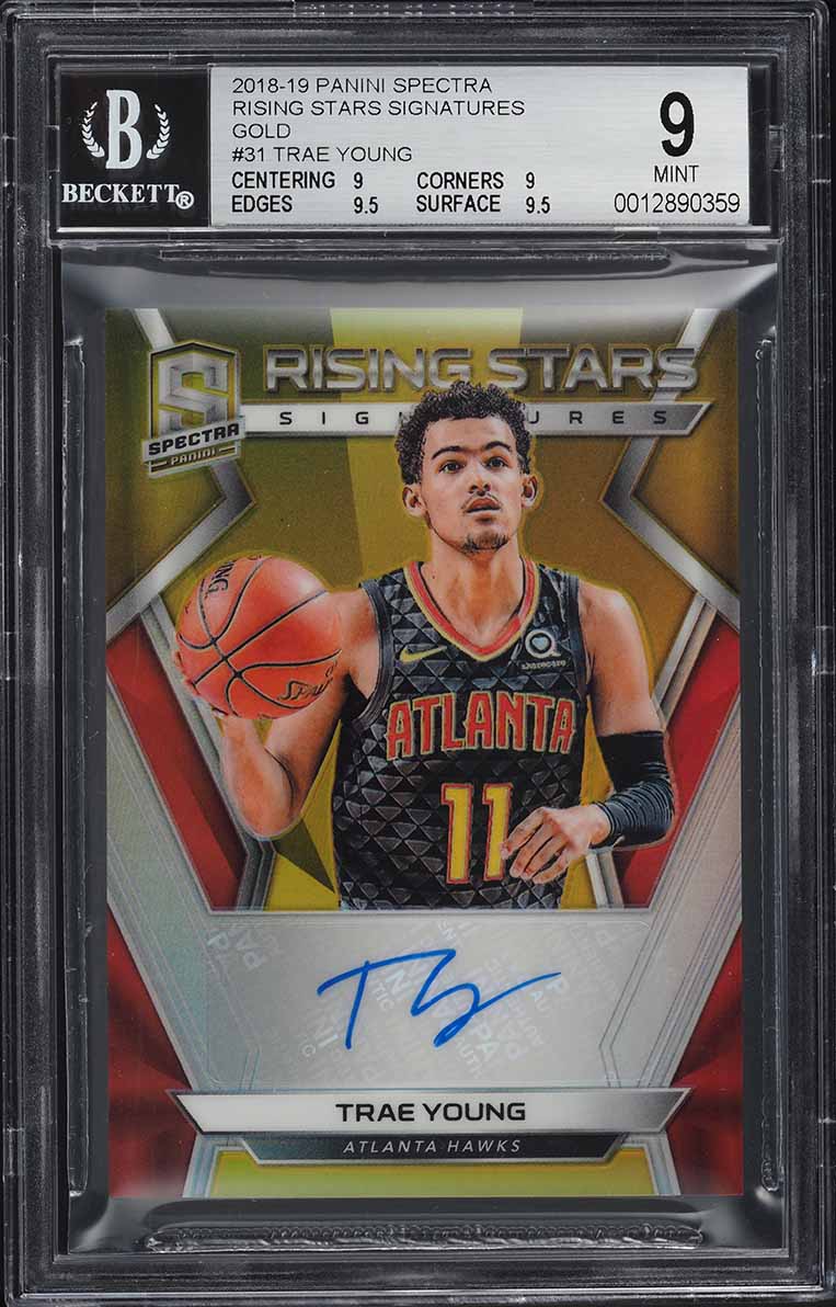 2018 Panini Spectra Rising Stars Gold Prizm Trae Young ROOKIE RC