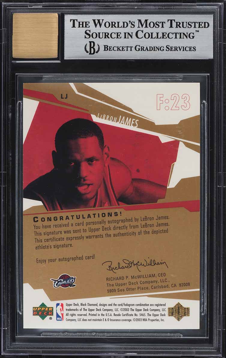 2003 Black Diamond 24 Karat Signatures LeBron James ROOKIE RC AUTO /100 BGS 9 MT