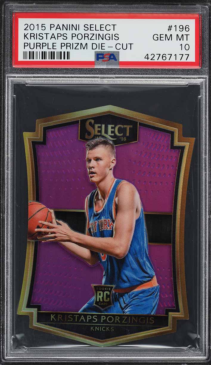 2015 Select Purple Prizm Die-Cut Kristaps Porzingis ROOKIE RC 1/99 #196 PSA 10