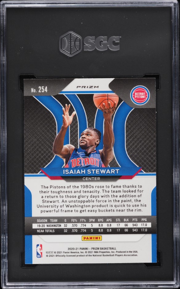 2020 Panini Prizm Silver Isaiah Stewart ROOKIE #254 SGC 9.5 MINT+