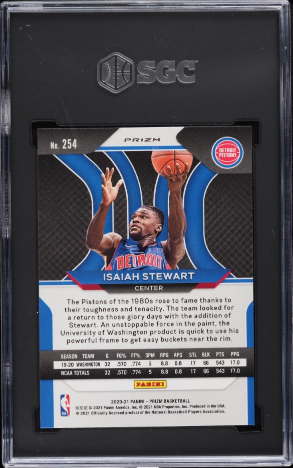 2020 Panini Prizm Silver Prizms Isaiah Stewart ROOKIE #254 SGC 9 MINT