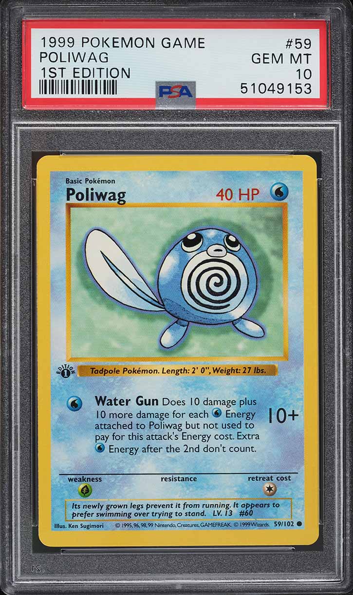 1999 Pokemon Base Set Shadowless 1st Edition Poliwag #59 PSA 10 GEM MINT