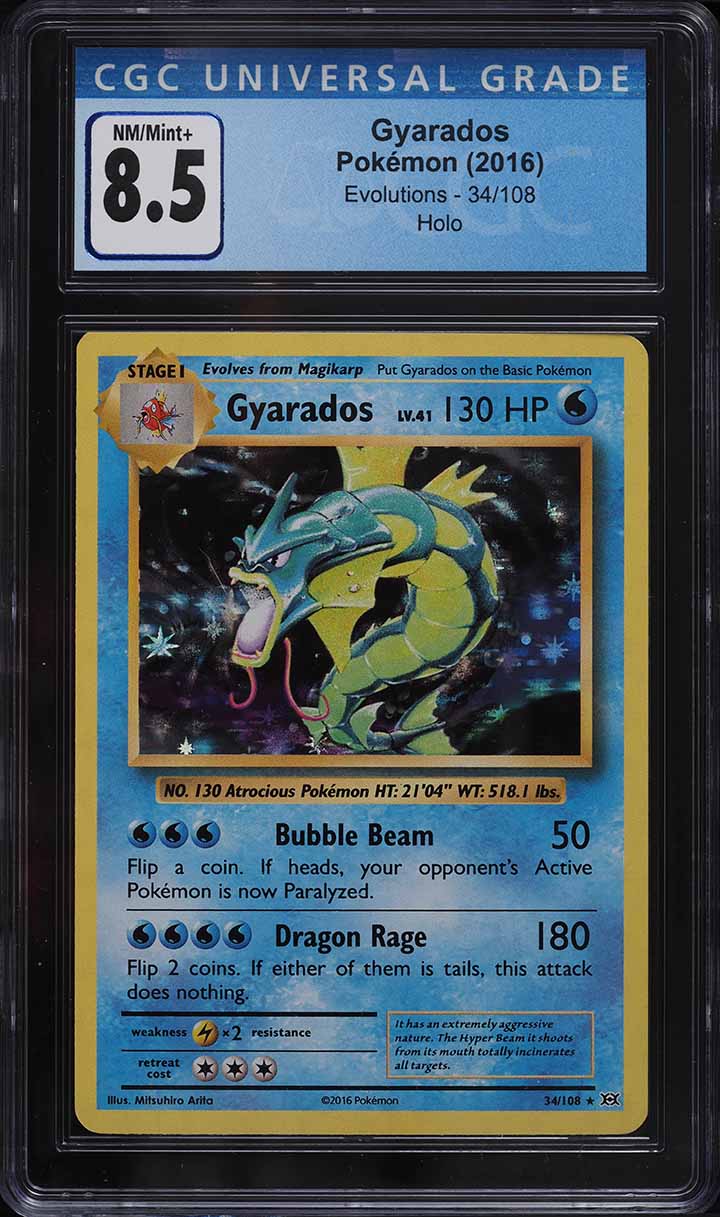 2016 Pokemon XY Evolutions Holo Gyarados #34 CGC 8.5 NM-MT+