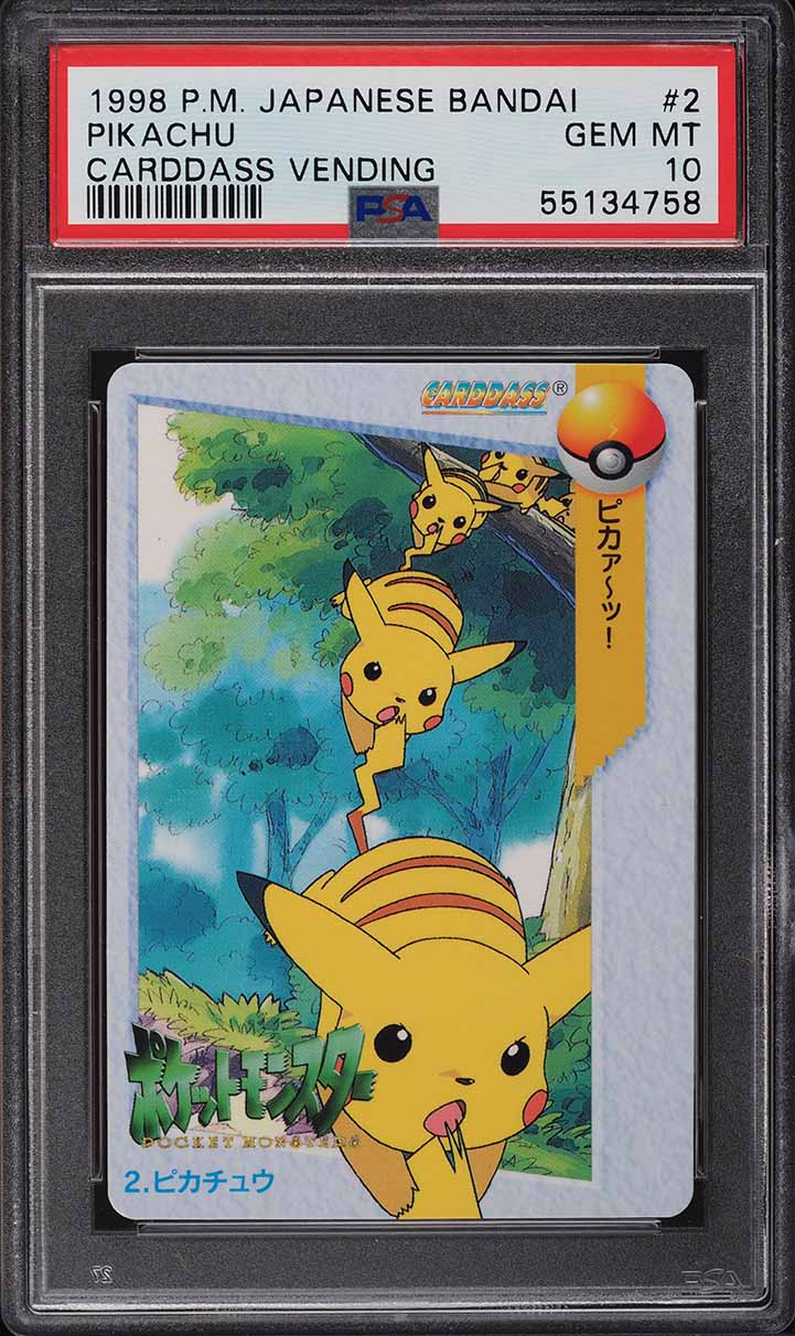 1998 Pokemon Japanese Bandai Carddass Vending Pikachu #2 PSA 10 GEM MINT