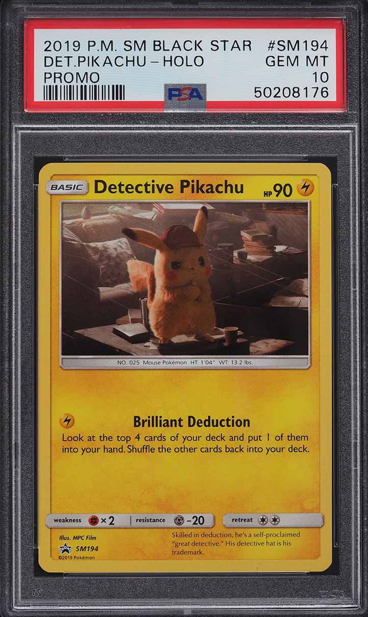 2019 Pokemon SM Black Star Promo Holo Detective Pikachu #SM194 PSA 10 GEM MINT