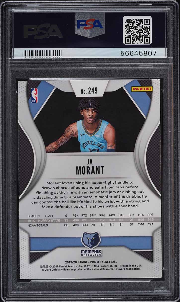 2019 Panini Prizm Ja Morant ROOKIE RC #249 PSA 10 GEM MINT
