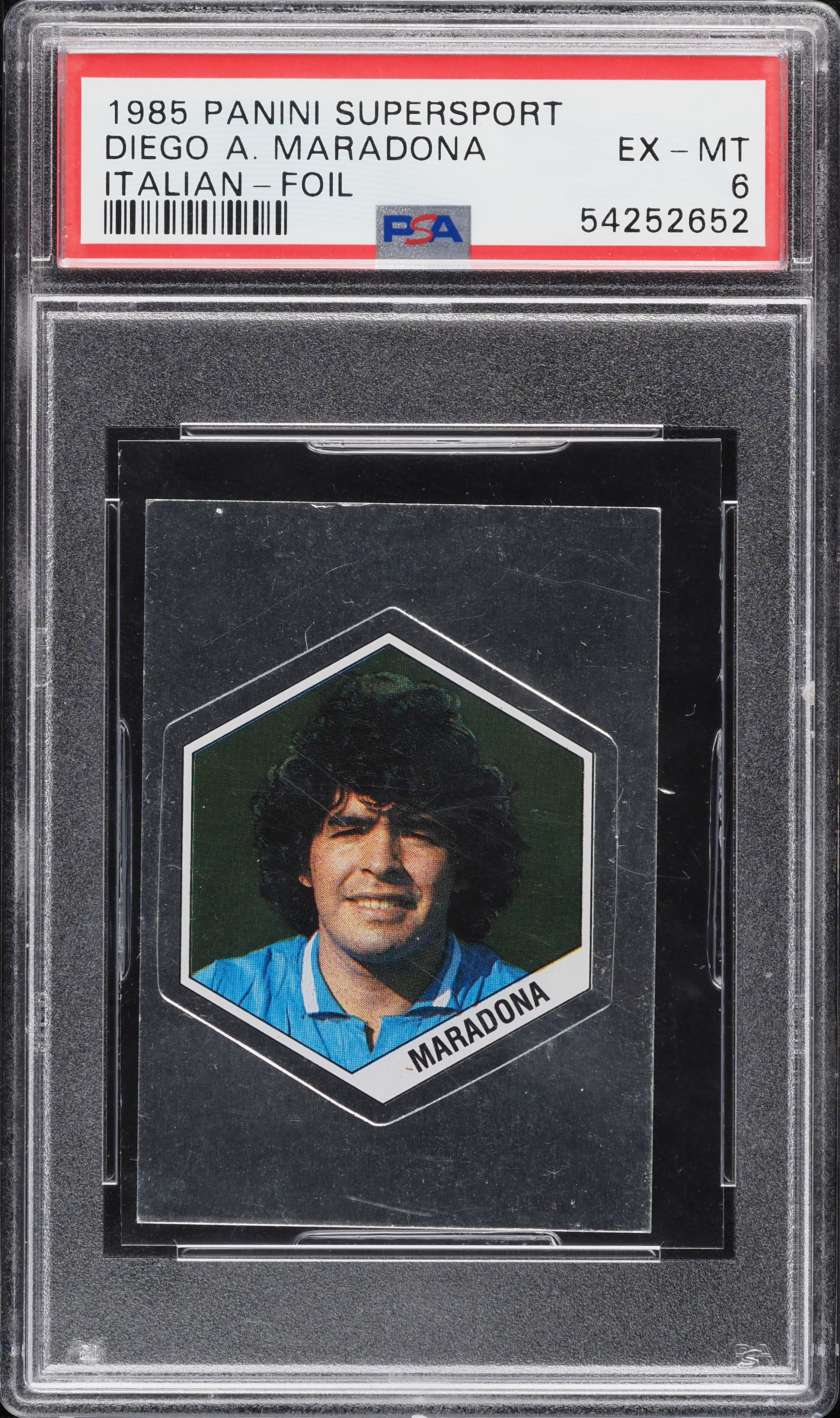 1985 Panini Supersport Italian Foil Diego Maradona PSA 6 EXMT on