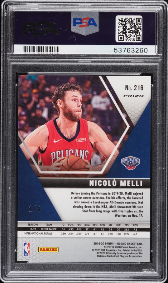 2019 Panini Mosaic Gold Snakeskin Nicolo Melli ROOKIE 1/8 #216 PSA 10 GEM MINT
