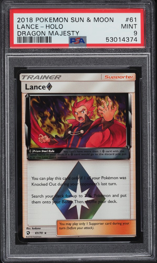 2018 Pokemon Sun & Moon Dragon Majesty Holo Lance #61 PSA 9 MINT