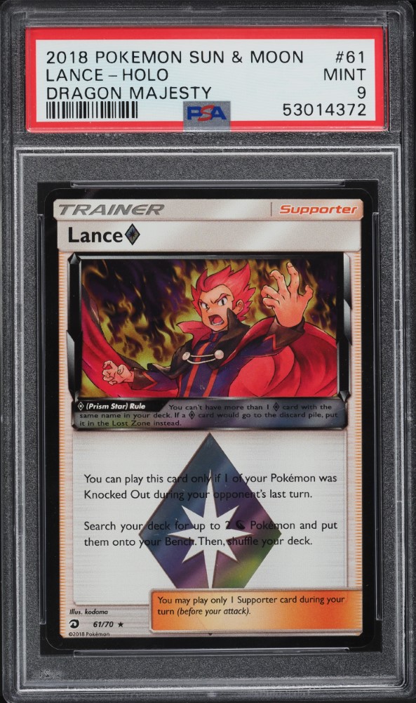 2018 Pokemon Sun & Moon Dragon Majesty Holo Lance #61 PSA 9 MINT