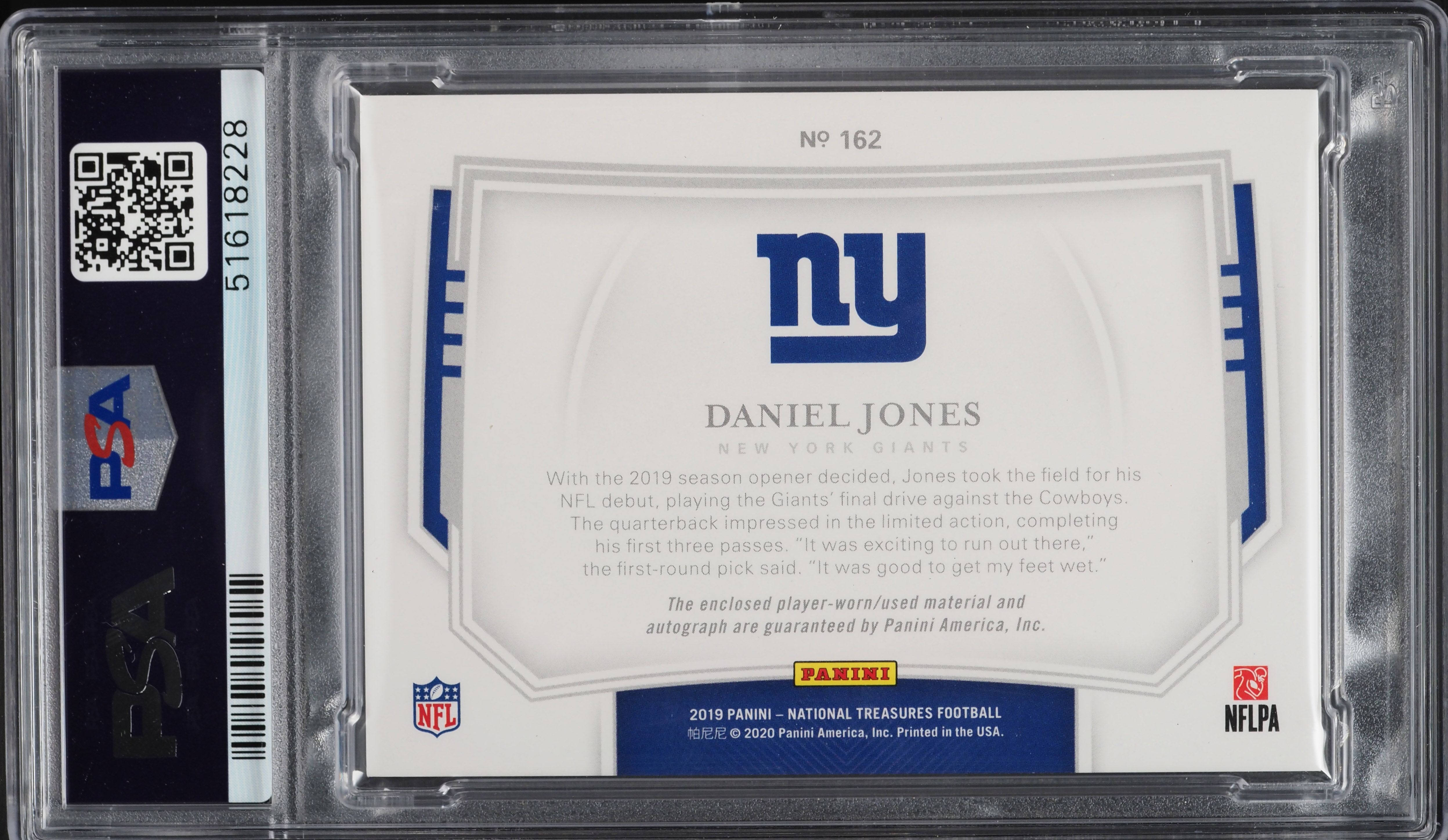 2019 National Treasures Daniel Jones ROOKIE PATCH AUTO /99 #162
