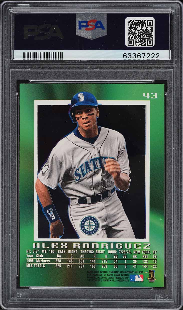 1997 Skybox E-X 2000 Alex Rodriguez #43 PSA 10 GEM MINT on