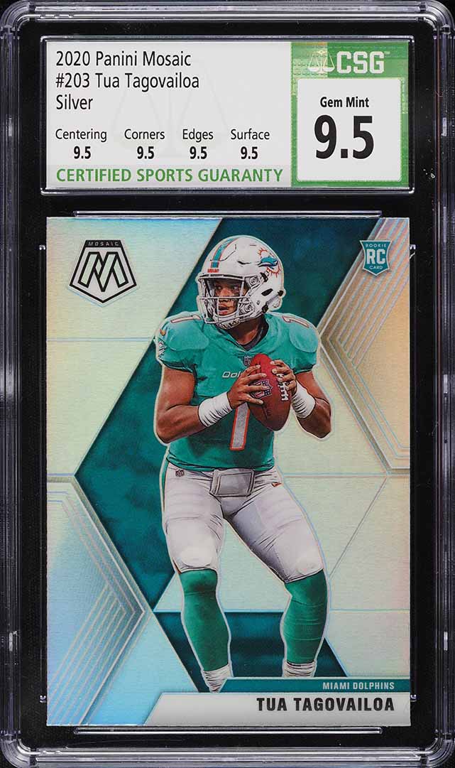 2020 Panini Mosaic Silver Prizm Tua Tagovailoa ROOKIE #203 CSG 9.5 GEM MINT