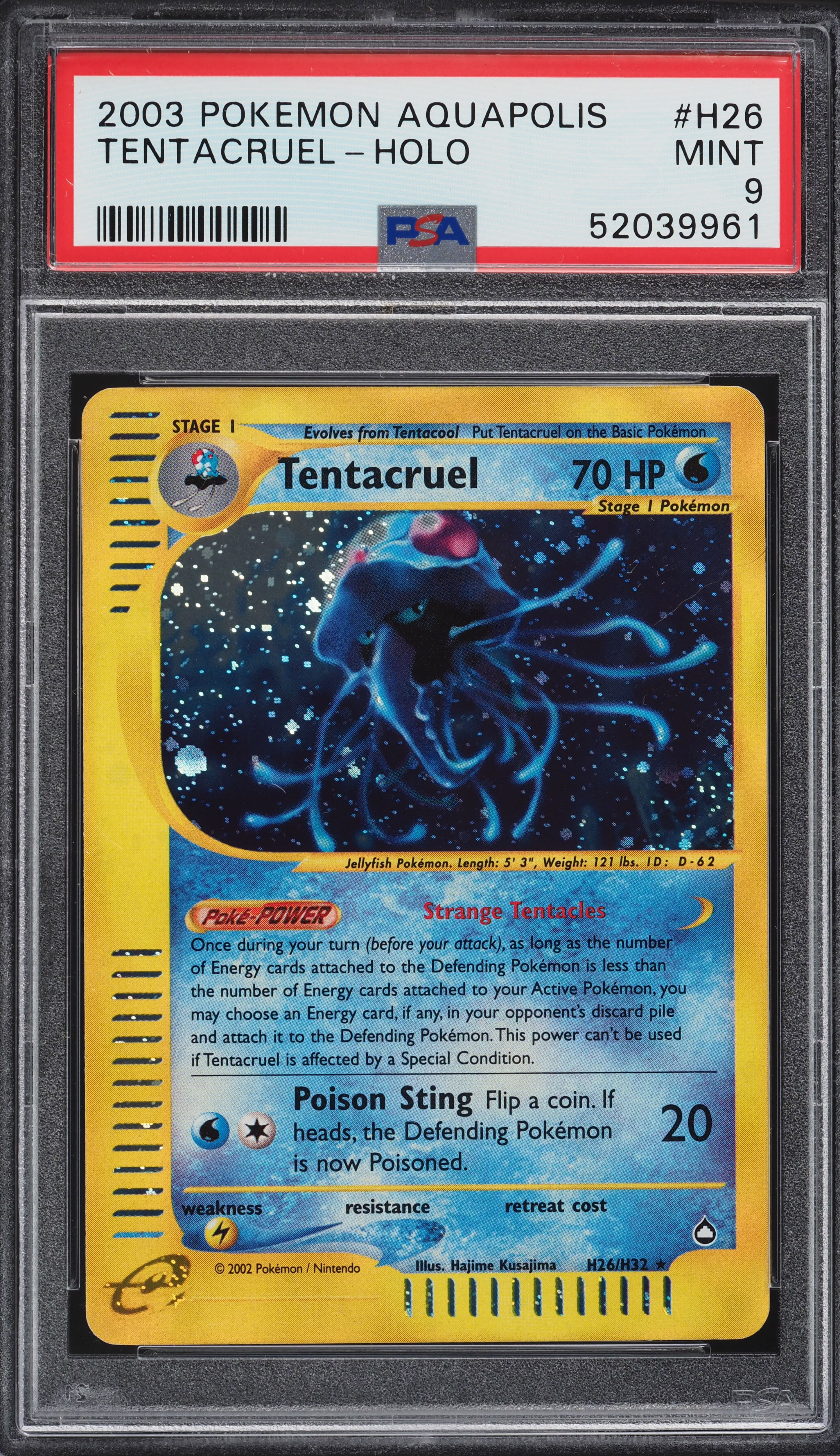 2003 Pokemon Aquapolis Holo Tentacruel #H26 PSA 9 MINT on Fanatics