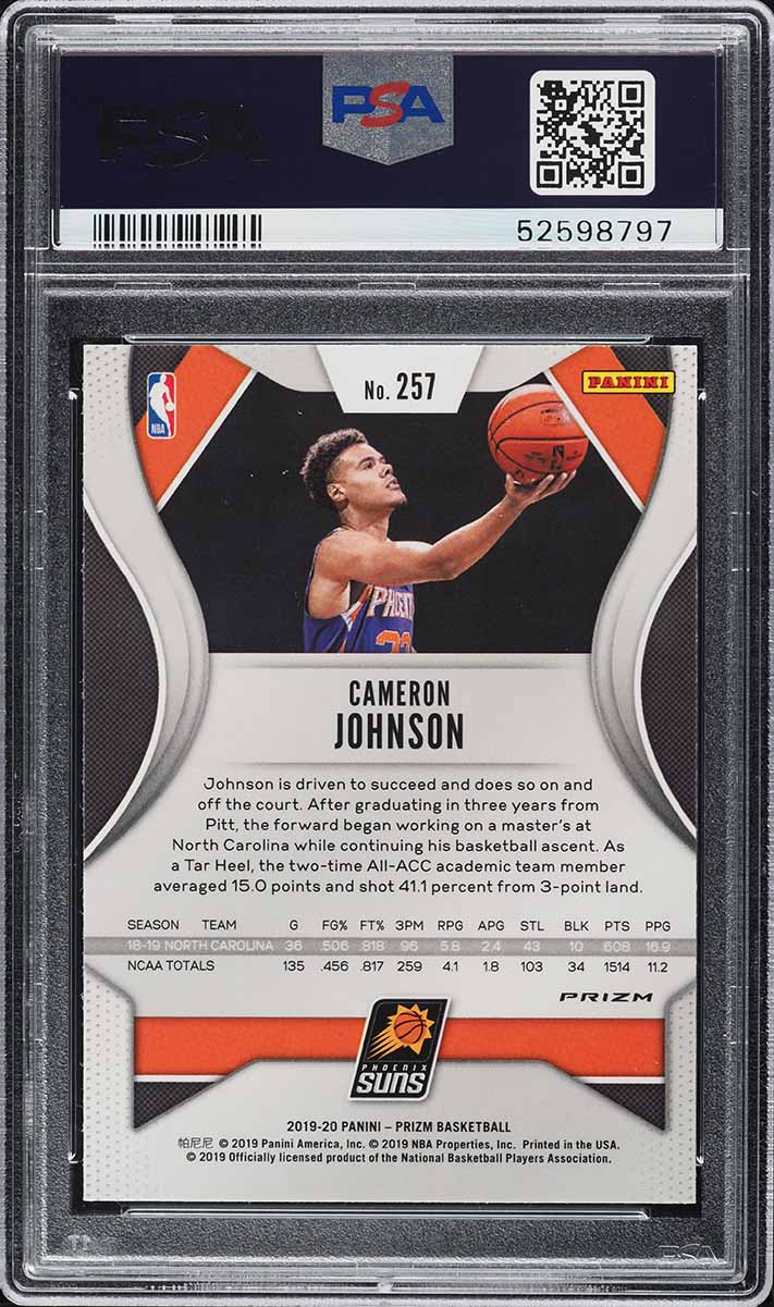 2019 Panini Prizm Green Cameron Johnson ROOKIE #257 PSA 9 MINT