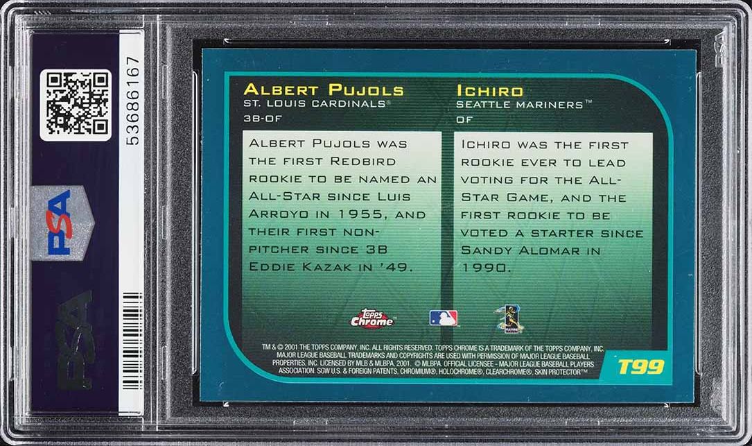 2001 Topps Chrome Traded Ichiro Suzuki & Albert Pujols ROOKIE #T99 PSA 10 GEM