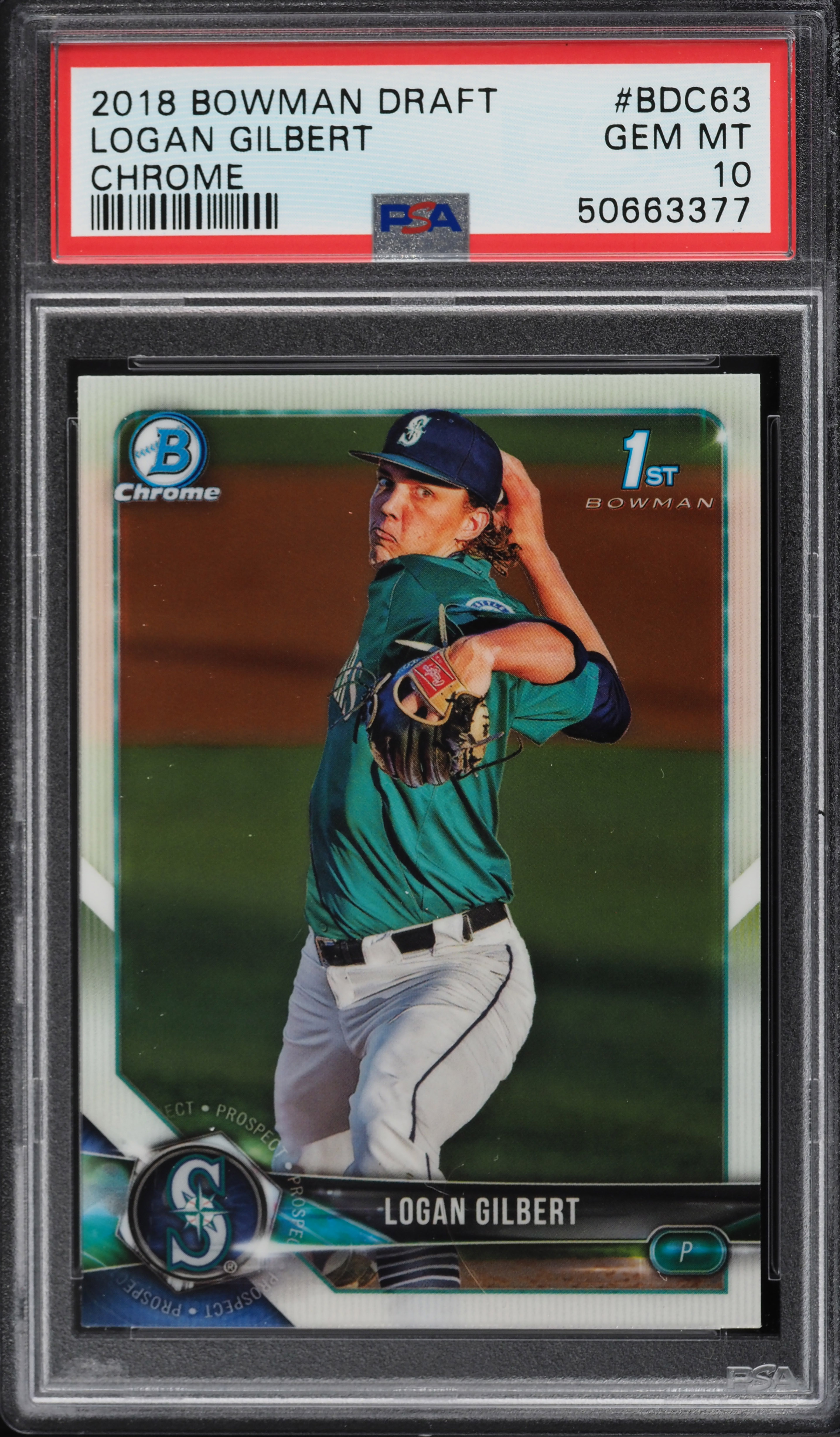 2018 Bowman Chrome Draft Logan Gilbert ROOKIE #BDC-63 PSA 10 GEM 