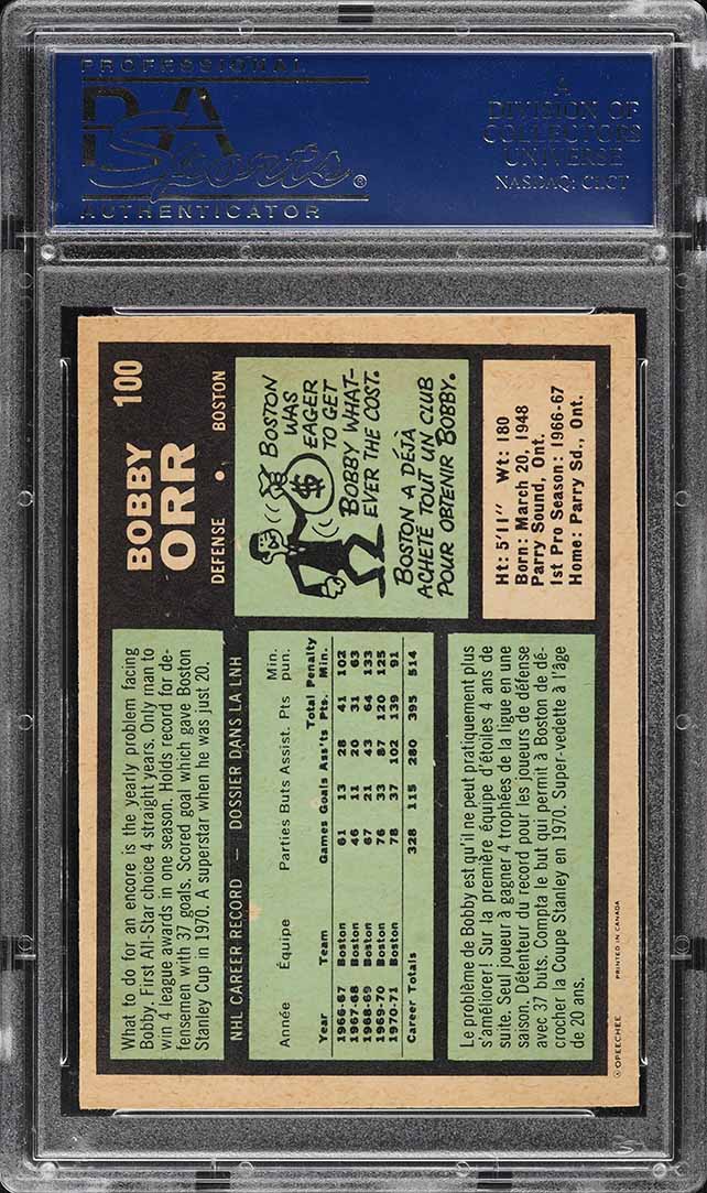 1971 O-Pee-Chee Hockey Bobby Orr #100 PSA 8 NM-MT