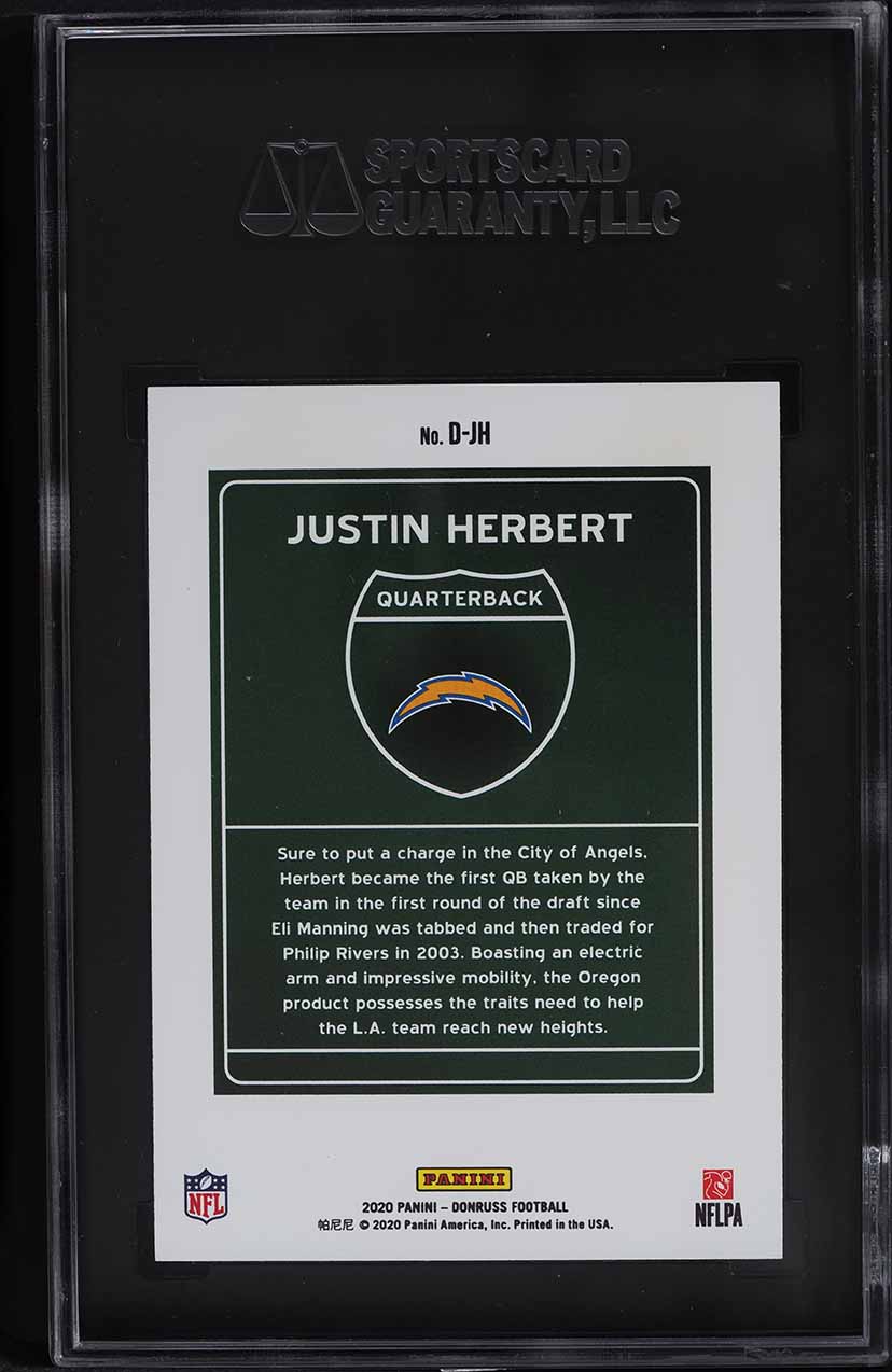 2020 Donruss Downtown Justin Herbert ROOKIE #D-JH SGC 9.5 MINT+