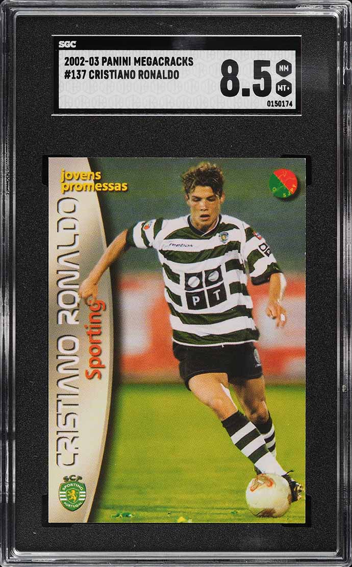 2002 Panini Megacracks Cristiano Ronaldo ROOKIE #137 SGC 8.5 NM-MT+