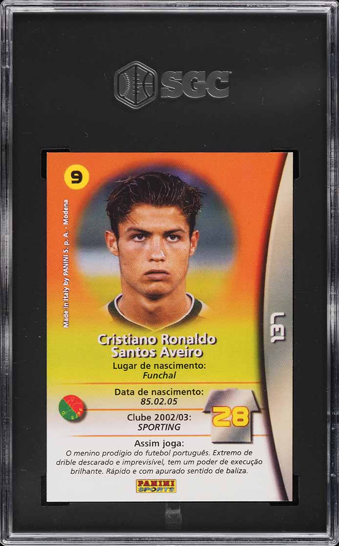2002 Panini Megacracks Cristiano Ronaldo ROOKIE #137 SGC 8.5 NM-MT+