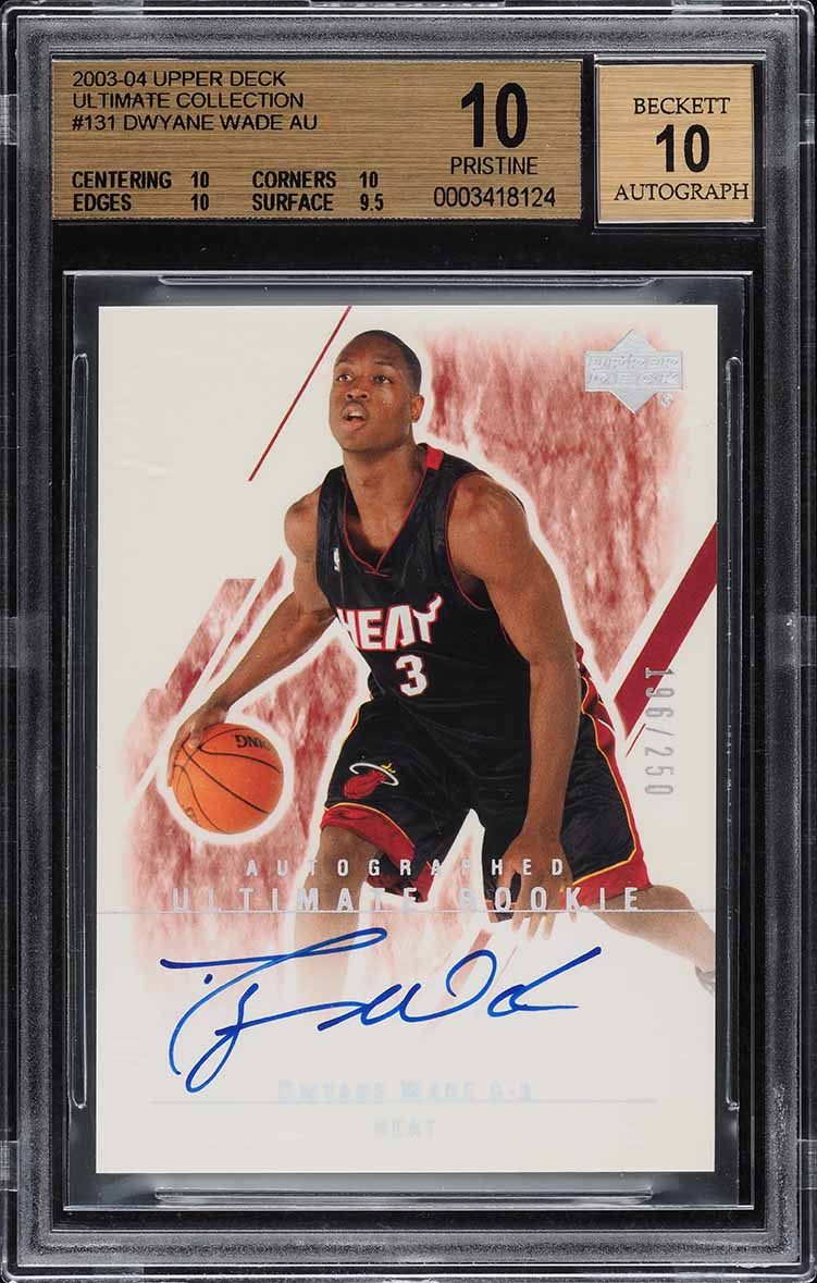 2003 Ultimate Collection Dwyane Wade ROOKIE AUTO /250 #131 BGS 10 ...