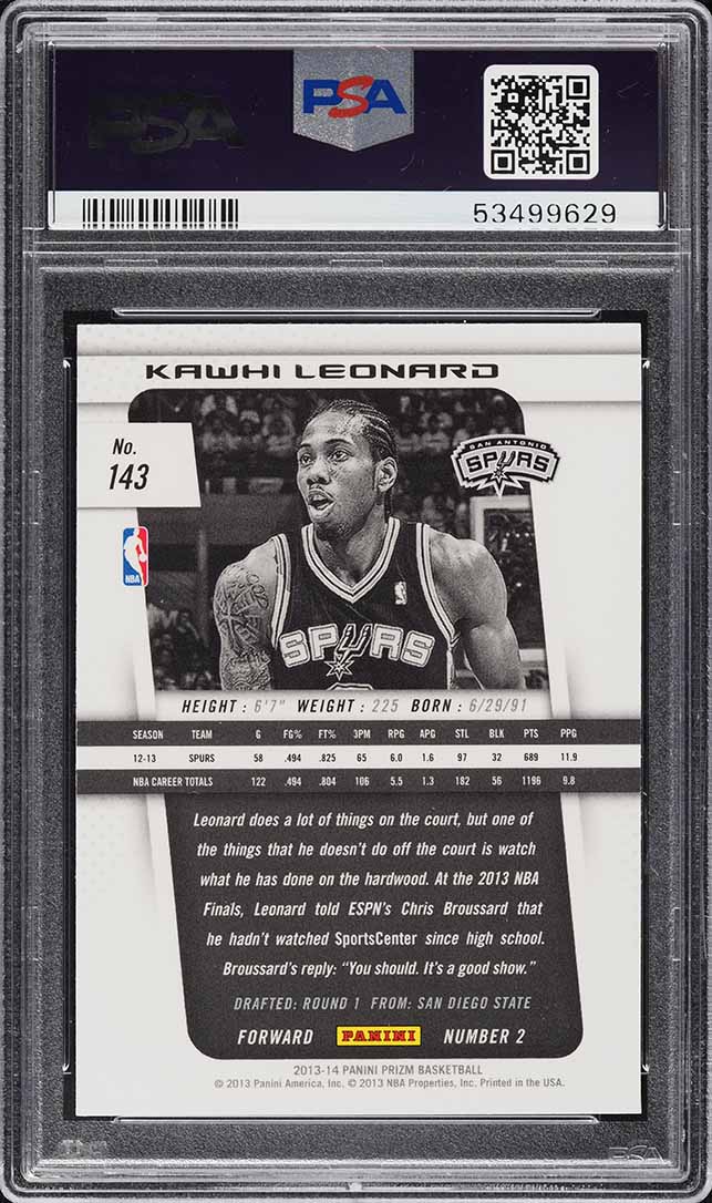 2013 Panini Prizm Kawhi Leonard #143 PSA 10 GEM MINT on Fanatics
