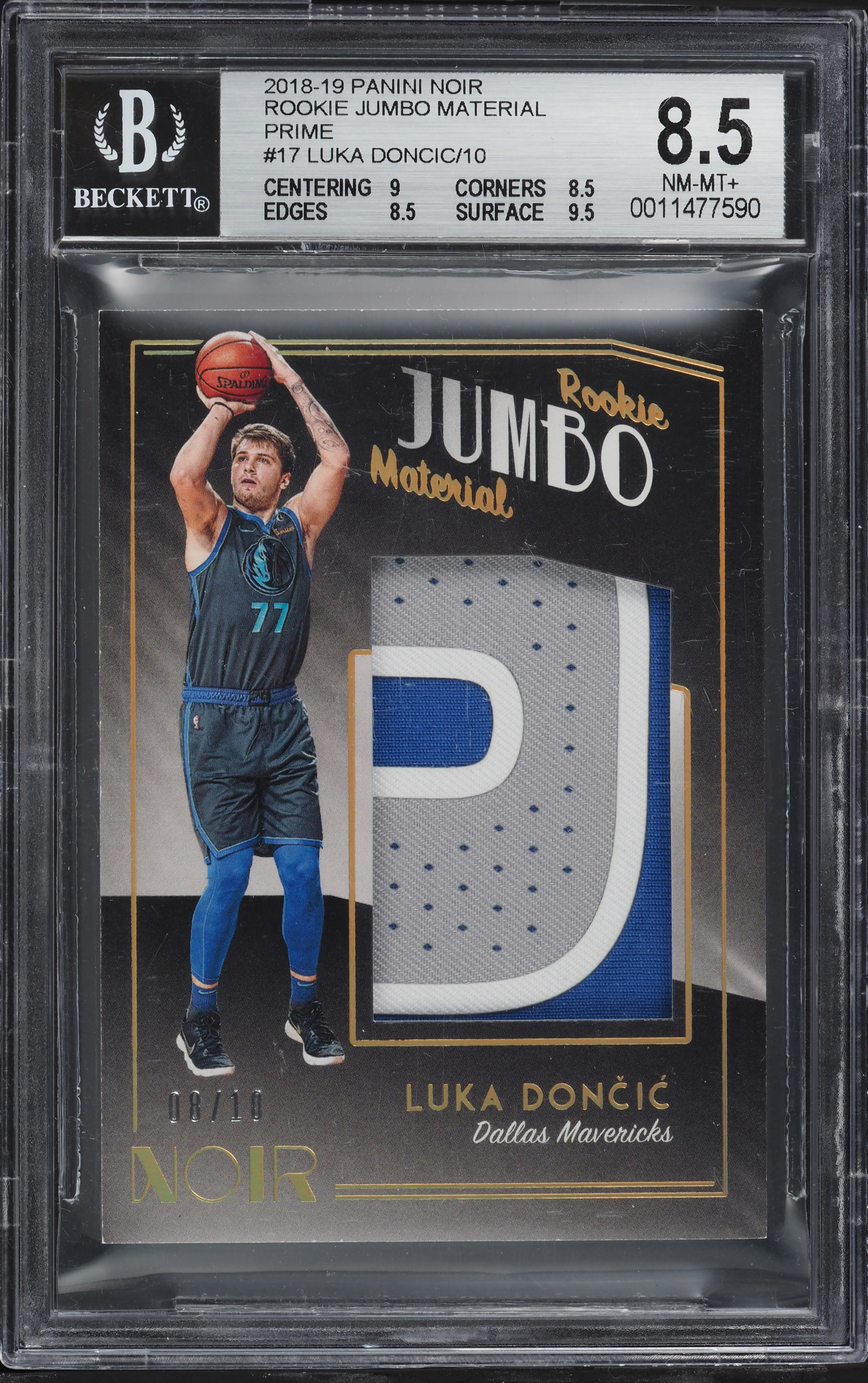 2018 Panini Noir Jumbo Material Luka Doncic ROOKIE PATCH /10 #17