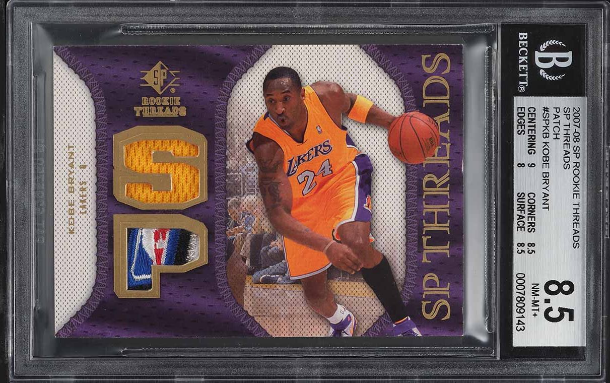 2007 SP Rookie Threads Kobe Bryant LOGOMAN PATCH #SP-KB BGS 8.5 NM-MT+