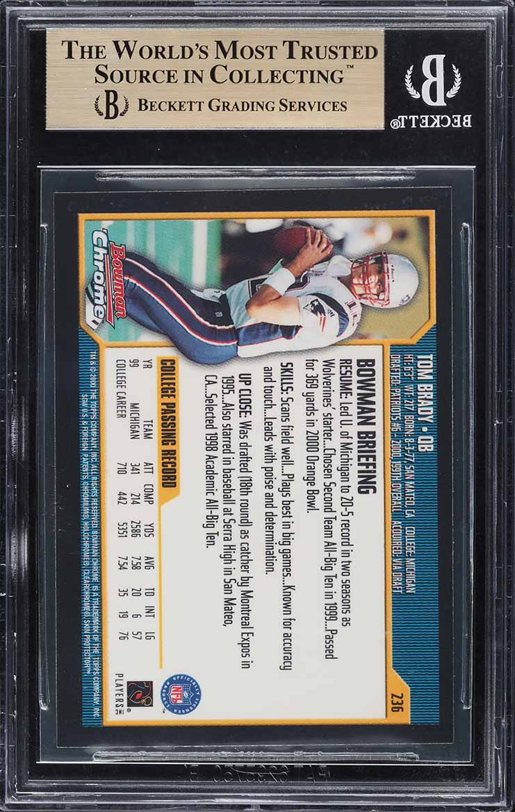 2000 Bowman Chrome Tom Brady ROOKIE #236 BGS 9.5 GEM MINT