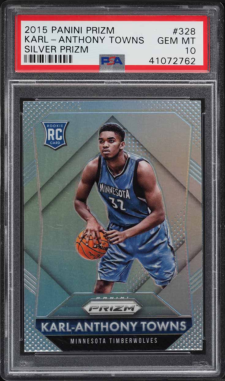 2015 Panini Prizm Silver Prizms Karl-Anthony Towns ROOKIE #328 PSA 10 GEM MINT