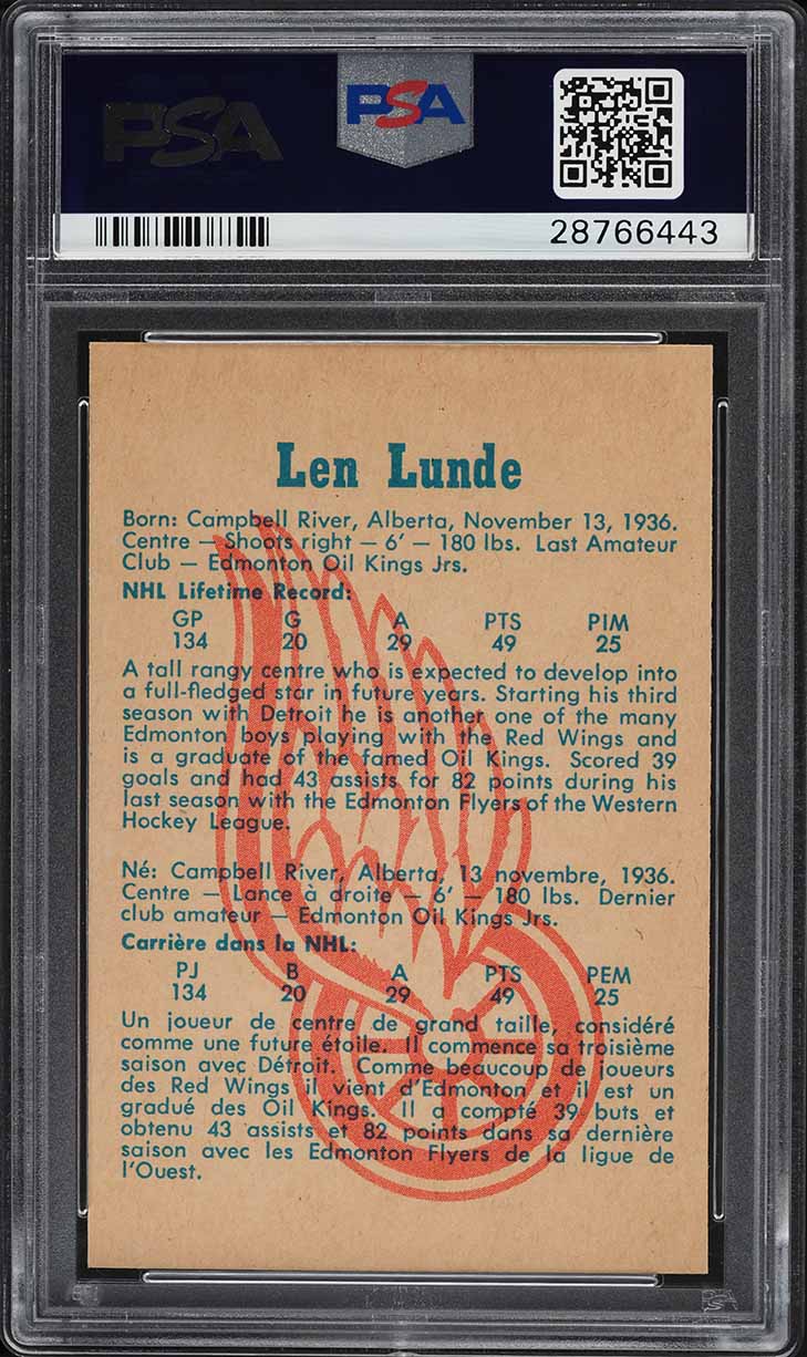 1960 Parkhurst Len Lunde #35 PSA 9 MINT