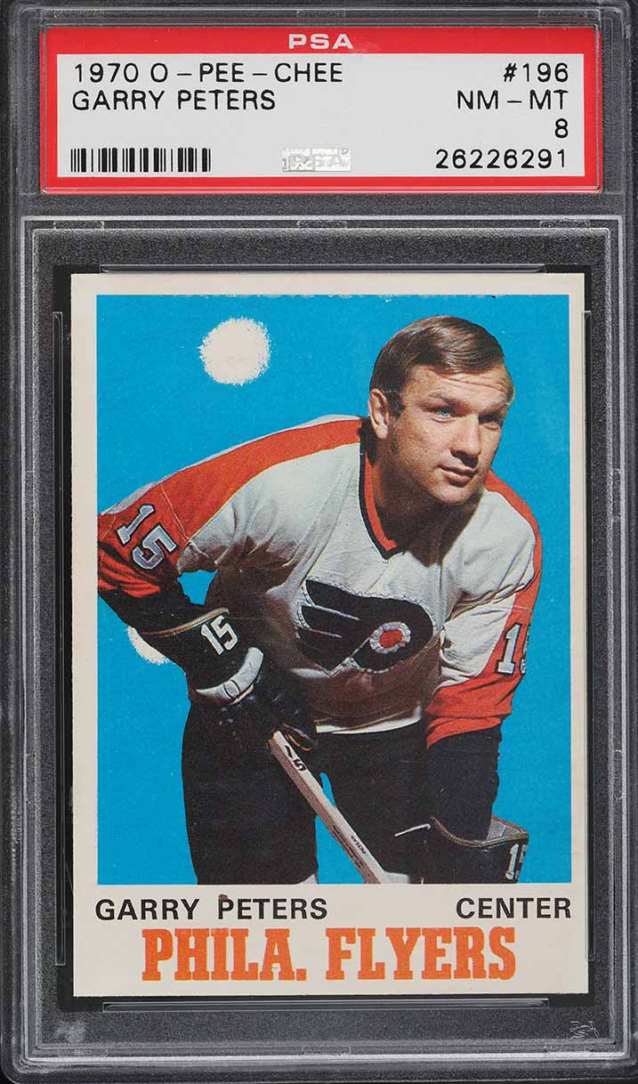 1970 O-Pee-Chee Hockey Garry Peters #196 PSA 8 NM-MT
